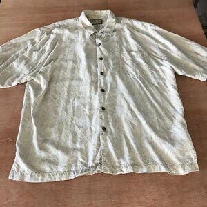 Jamaica Jaxx 100% Silk Hawaiian Shirt Men XXL Beige Floral Button Up Pocket